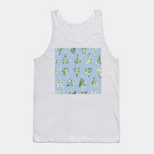 Holiday christmas tree over sky blue background Tank Top